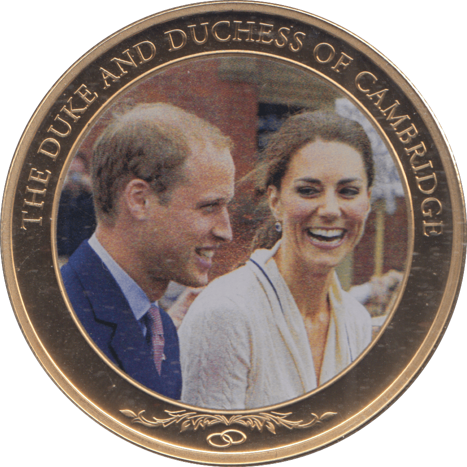 2013 GOLD PLATED ONE DOLLAR THE DUKE AND DUCHESS OF CAMBRIDGE - WORLD COINS - Cambridgeshire Coins