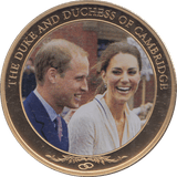 2013 GOLD PLATED ONE DOLLAR THE DUKE AND DUCHESS OF CAMBRIDGE - WORLD COINS - Cambridgeshire Coins