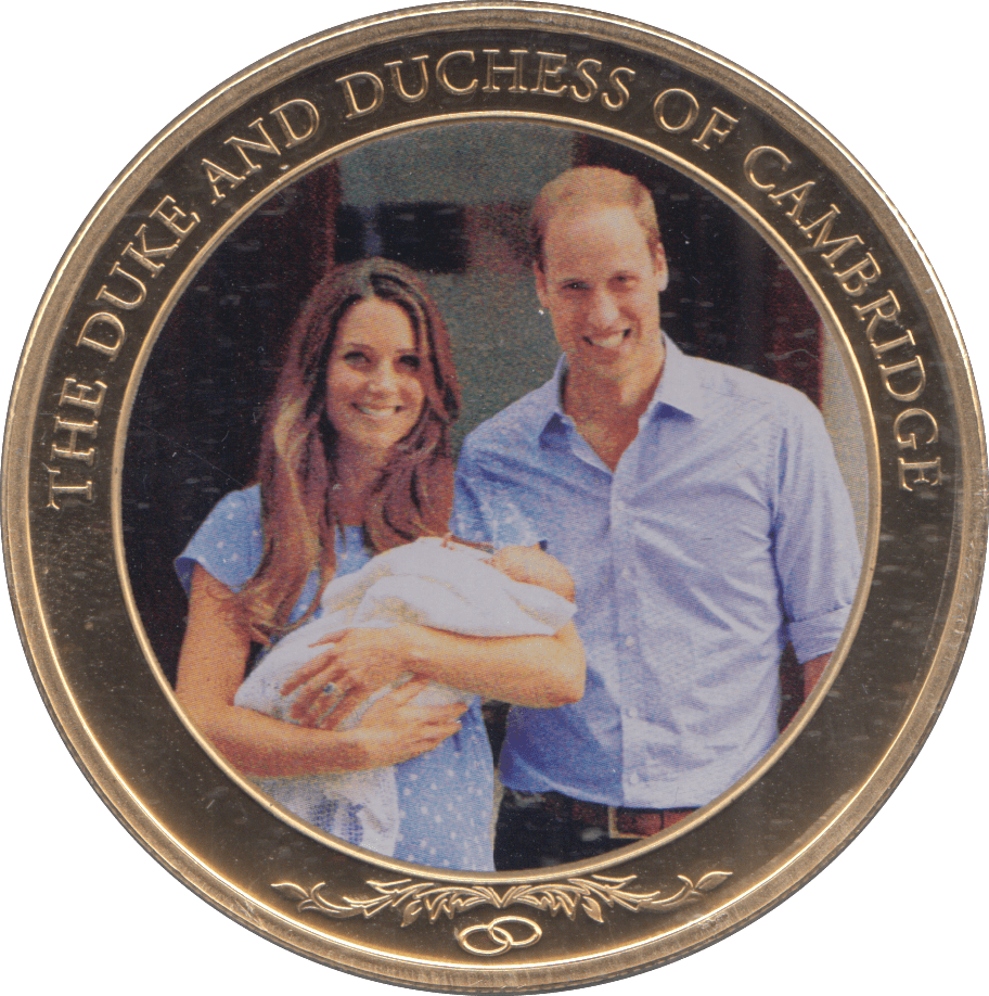2013 GOLD PLATED ONE DOLLAR THE DUKE AND DUCHESS OF CAMBRIDGE - WORLD COINS - Cambridgeshire Coins