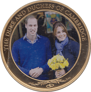 2013 GOLD PLATED ONE DOLLAR THE DUKE AND DUCHESS OF CAMBRIDGE - WORLD COINS - Cambridgeshire Coins