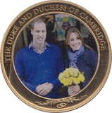 2013 GOLD PLATED ONE DOLLAR THE DUKE AND DUCHESS OF CAMBRIDGE - WORLD COINS - Cambridgeshire Coins