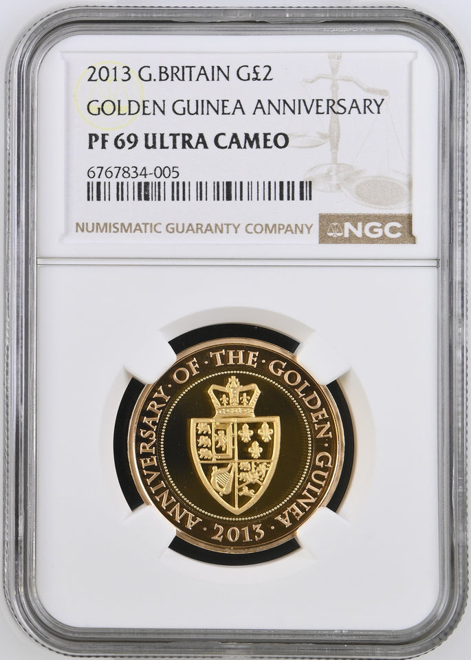 2013 GOLD PROOF £2 GOLDEN GUINEA ANNIVERSARY ULTRA CAMEO PF 69 - NGC GOLD £2 - Cambridgeshire Coins
