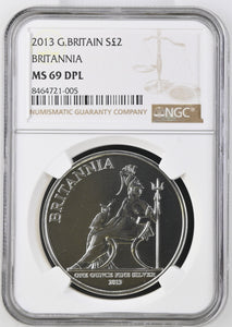 2013 SILVER BRITANNIA MS 69 DPL - NGC SILVER COINS - Cambridgeshire Coins