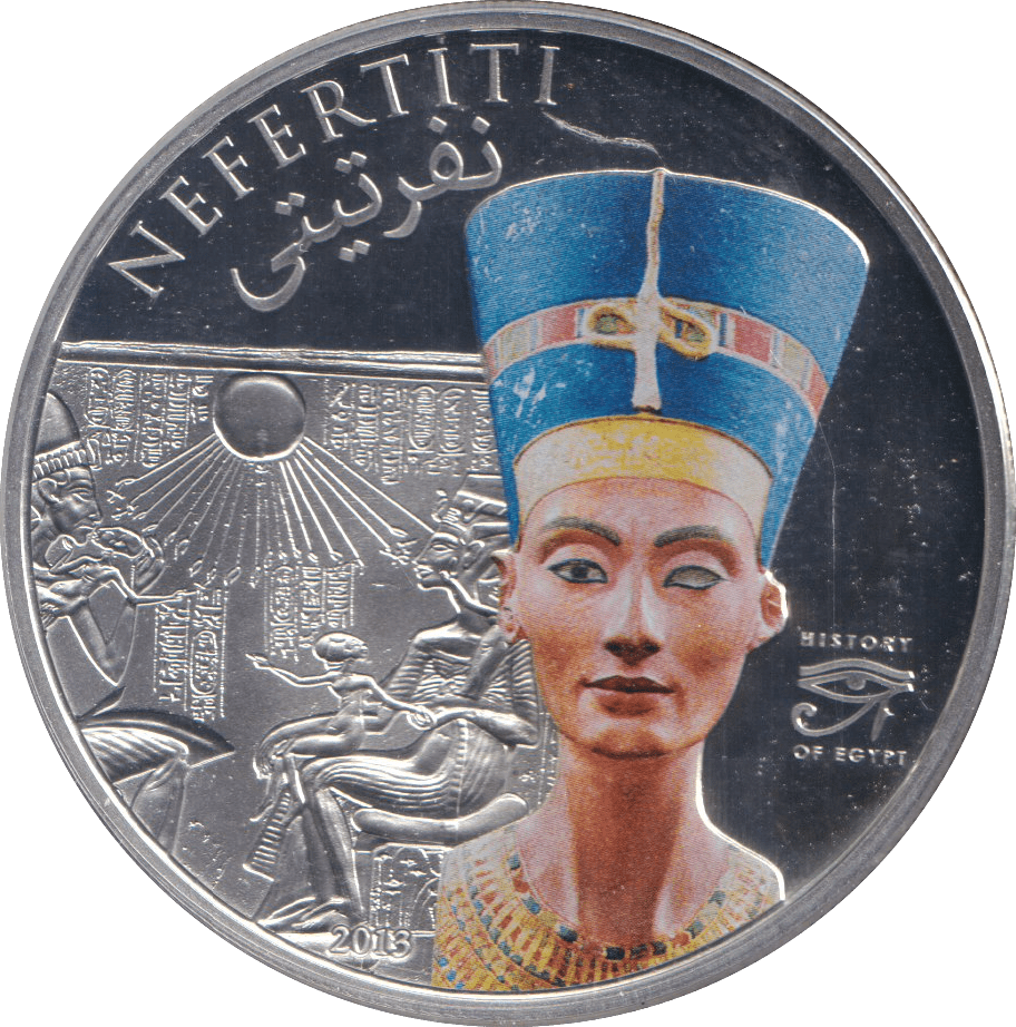2013 SILVER PLATED 5 DOLLARS NEFERTITI HISTORY OF EGYPT - WORLD COINS - Cambridgeshire Coins