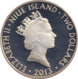 2013 SILVER PROOF 2 DOLLAR NIUE ISLAND - SILVER WORLD COINS - Cambridgeshire Coins