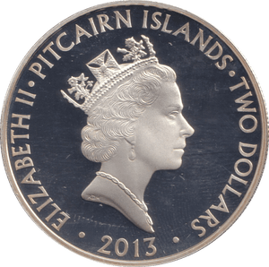 2013 SILVER PROOF 2 DOLLAR PITCAIRN ISLANDS - SILVER WORLD COINS - Cambridgeshire Coins