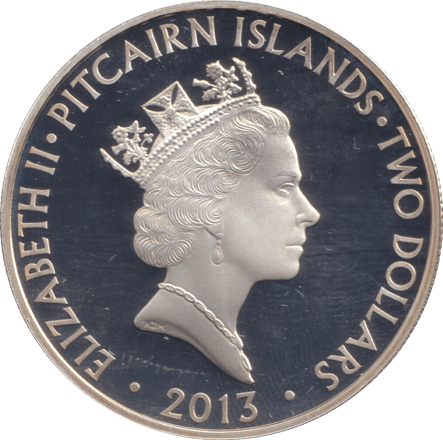 2013 SILVER PROOF 2 DOLLAR PITCAIRN ISLANDS - SILVER WORLD COINS - Cambridgeshire Coins