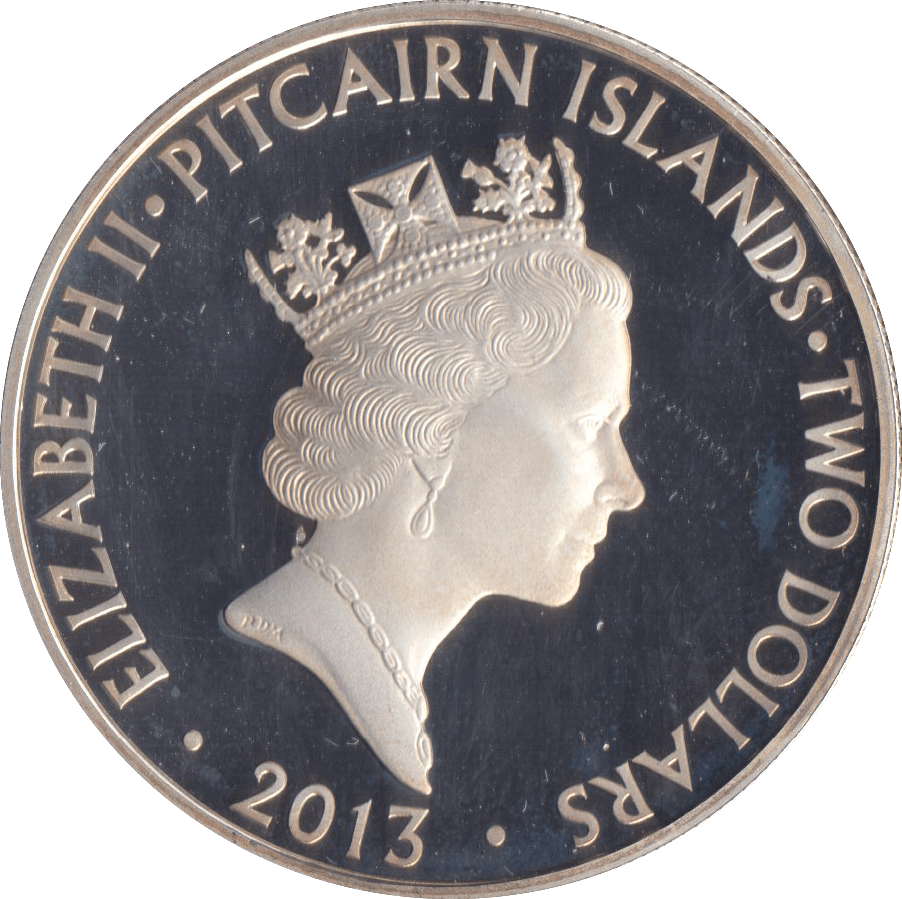 2013 SILVER PROOF 2 DOLLAR PITCAIRN ISLANDS - SILVER WORLD COINS - Cambridgeshire Coins