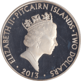 2013 SILVER PROOF 2 DOLLAR PITCAIRN ISLANDS - SILVER WORLD COINS - Cambridgeshire Coins
