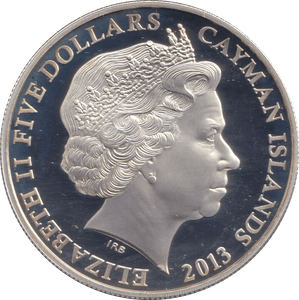 2013 SILVER PROOF 5 DOLLAR CAYMAN ISLANDS - SILVER WORLD COINS - Cambridgeshire Coins