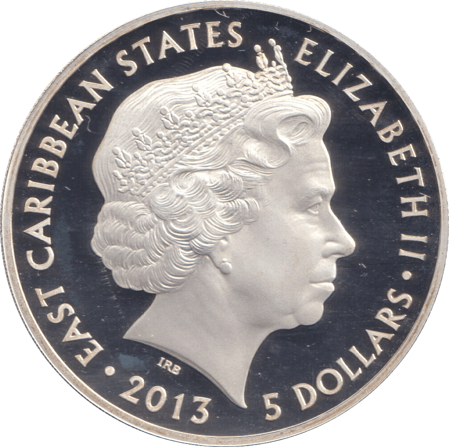 2013 SILVER PROOF 5 DOLLAR EAST CARIBBEAN STATES - SILVER WORLD COINS - Cambridgeshire Coins