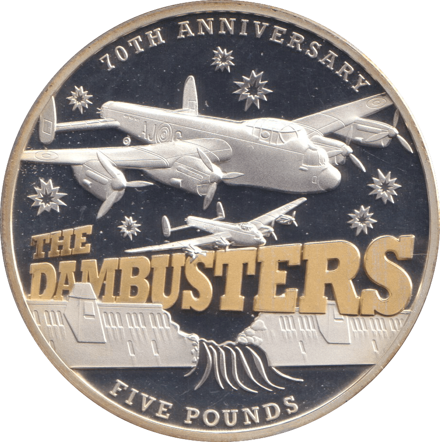 2013 SILVER PROOF £5 THE DAMBUSTERS BAILIWICK OF GUERNSEY - SILVER WORLD COINS - Cambridgeshire Coins