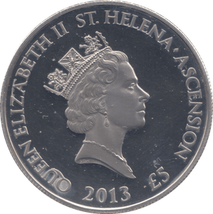 2013 SILVER PROOF COMMEMORATIVE FIVE POUND QUEEN VICTORIA ST HELENA - SILVER WORLD COINS - Cambridgeshire Coins