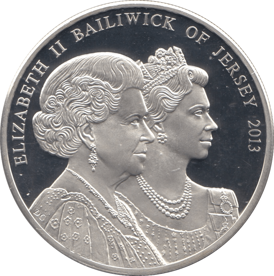 2013 SILVER PROOF FIVE POUNDS BAILIWICK OF JERSEY - SILVER WORLD COINS - Cambridgeshire Coins