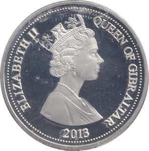 2013 SILVER PROOF FIVE POUNDS GIBRALTAR - SILVER WORLD COINS - Cambridgeshire Coins