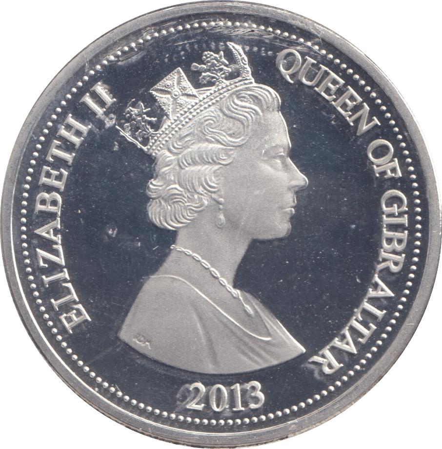 2013 SILVER PROOF FIVE POUNDS GIBRALTAR - SILVER WORLD COINS - Cambridgeshire Coins