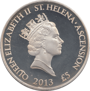2013 SILVER PROOF FIVE POUNDS ST HELENA - SILVER WORLD COINS - Cambridgeshire Coins