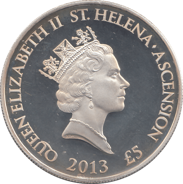 2013 SILVER PROOF FIVE POUNDS ST HELENA - SILVER WORLD COINS - Cambridgeshire Coins