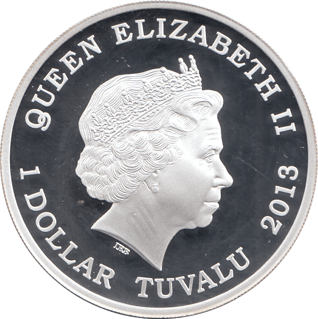 2013 SILVER PROOF ONE DOLLAR TUVALU - SILVER WORLD COINS - Cambridgeshire Coins