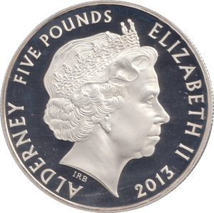 2013 SILVER PROOF £5 ALDERNEY - SILVER WORLD COINS - Cambridgeshire Coins