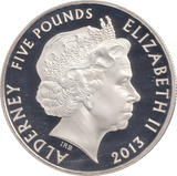 2013 SILVER PROOF £5 ALDERNEY - SILVER WORLD COINS - Cambridgeshire Coins