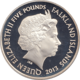 2013 SILVER PROOF £5 FALKLAND ISLANDS - SILVER WORLD COINS - Cambridgeshire Coins