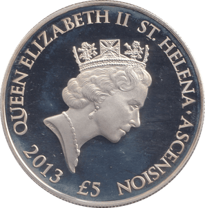 2013 SILVER PROOF £5 ST.HELENA - SILVER WORLD COINS - Cambridgeshire Coins