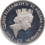 2013 SILVER PROOF £5 ST.HELENA - SILVER WORLD COINS - Cambridgeshire Coins