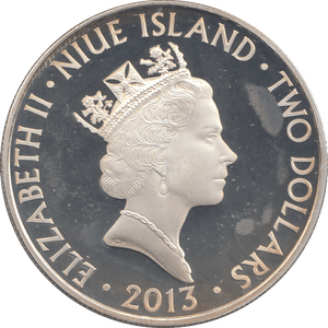 2013 SILVER PROOF TWO DOLLARS NIUE ISLAND - SILVER WORLD COINS - Cambridgeshire Coins