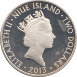 2013 SILVER PROOF TWO DOLLARS NIUE ISLAND - SILVER WORLD COINS - Cambridgeshire Coins