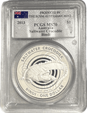 2013 SILVER SALTWATER CROCODILE BINDI $1 PRODUCED BY AUSTRALIAN MINT PCGS MS 70 AUSTRALIA - NGC SILVER COINS - Cambridgeshire Coins