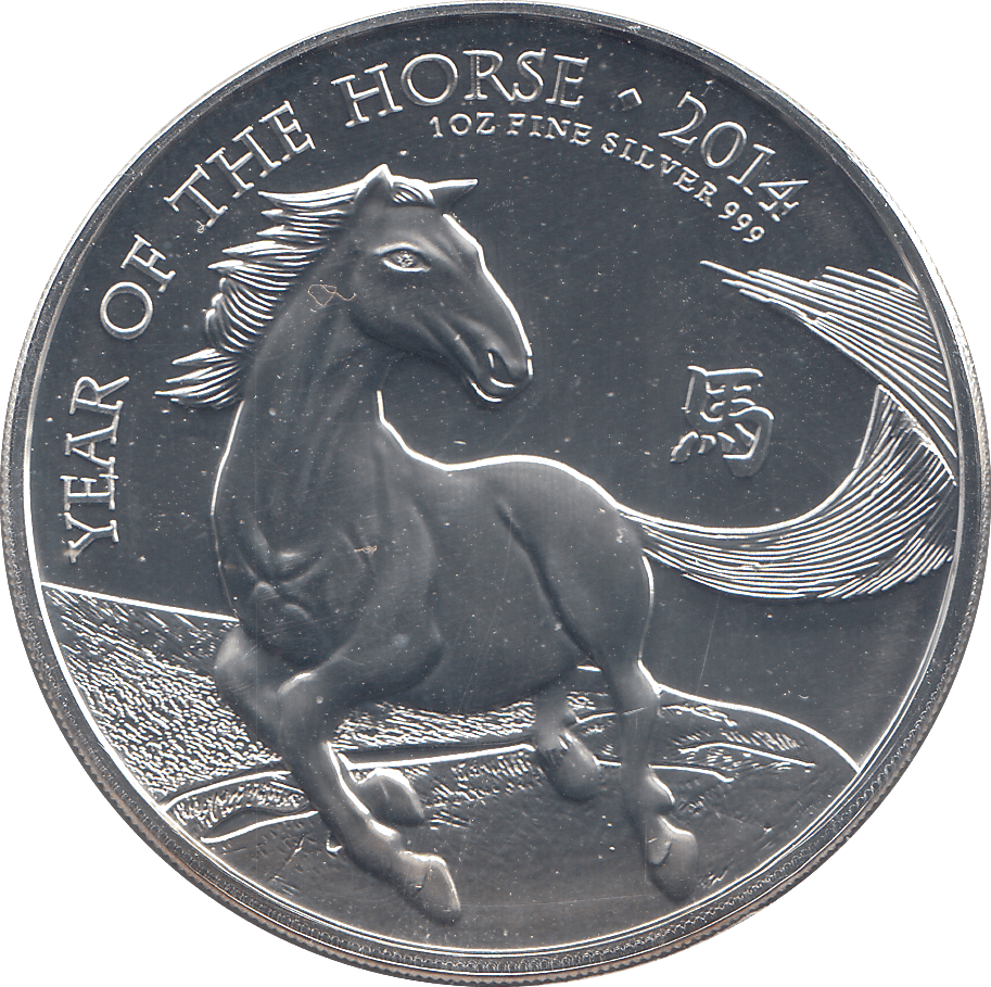2014 10 OUNCE SILVER YEAR OF THE HORSE 2 POUNDS ( BU ) - WORLD COINS - Cambridgeshire Coins