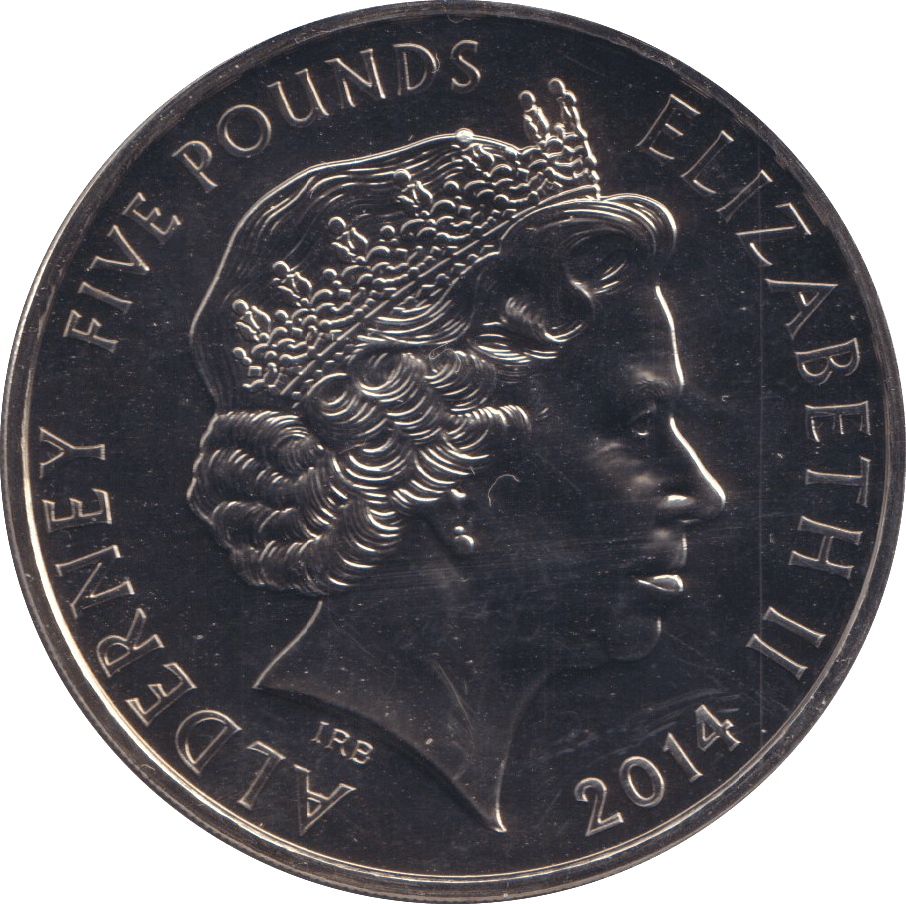2014 BU FIVE POUNDS ALDERNEY - WORLD COINS - Cambridgeshire Coins