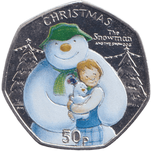2014 CHRISTMAS 50P THE SNOWMAN & SNOWDOG COLOURISED ISLE OF MAN ( BUNC ) - 50P REGIONAL ISSUES - Cambridgeshire Coins