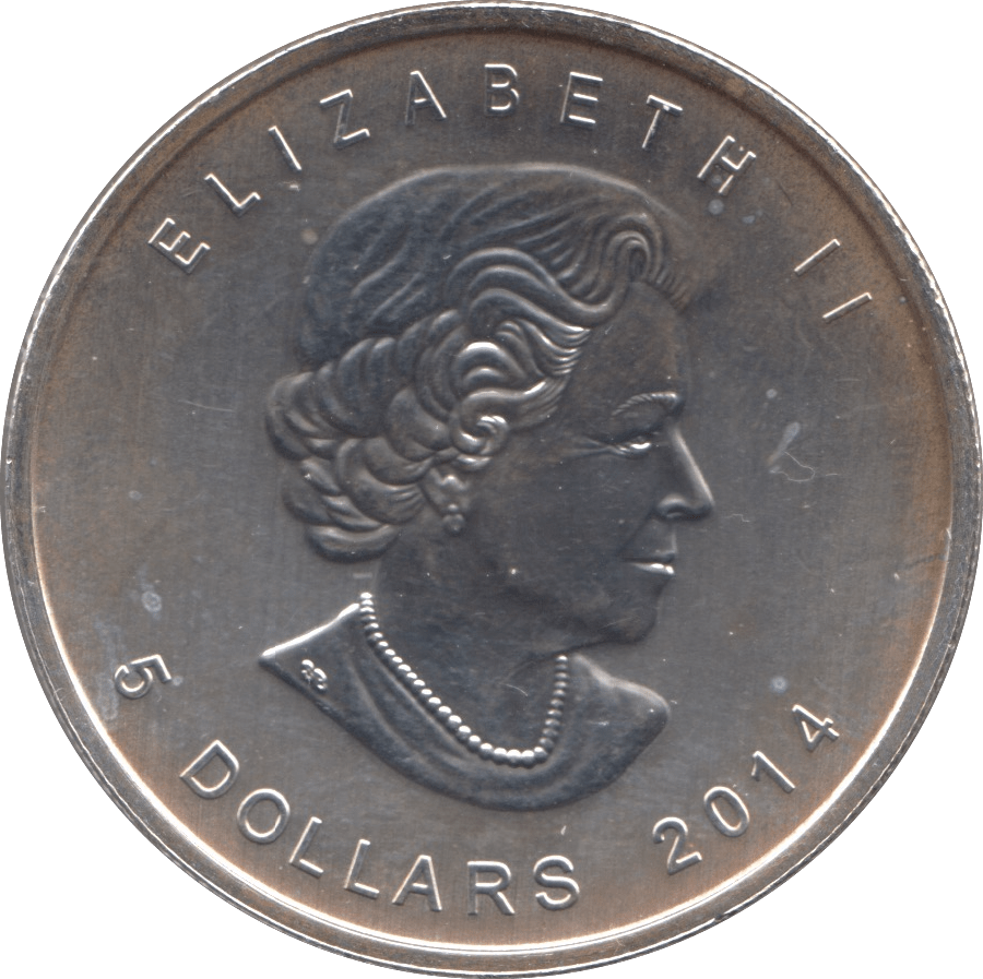 2014 FINE SILVER FIVE DOLLAR CANADA - SILVER WORLD COINS - Cambridgeshire Coins