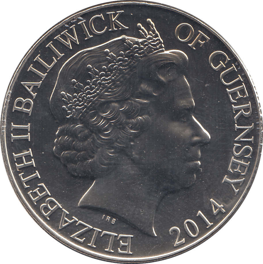 2014 FIVE POUNDS D - DAY 70TH ANNIVERSARY BAILIWICK OF GUERNSEY ( BU ) - WORLD COINS - Cambridgeshire Coins