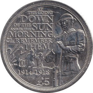 2014 FIVE POUNDS WE WILL REMEMBER THEM - WORLD COINS - Cambridgeshire Coins