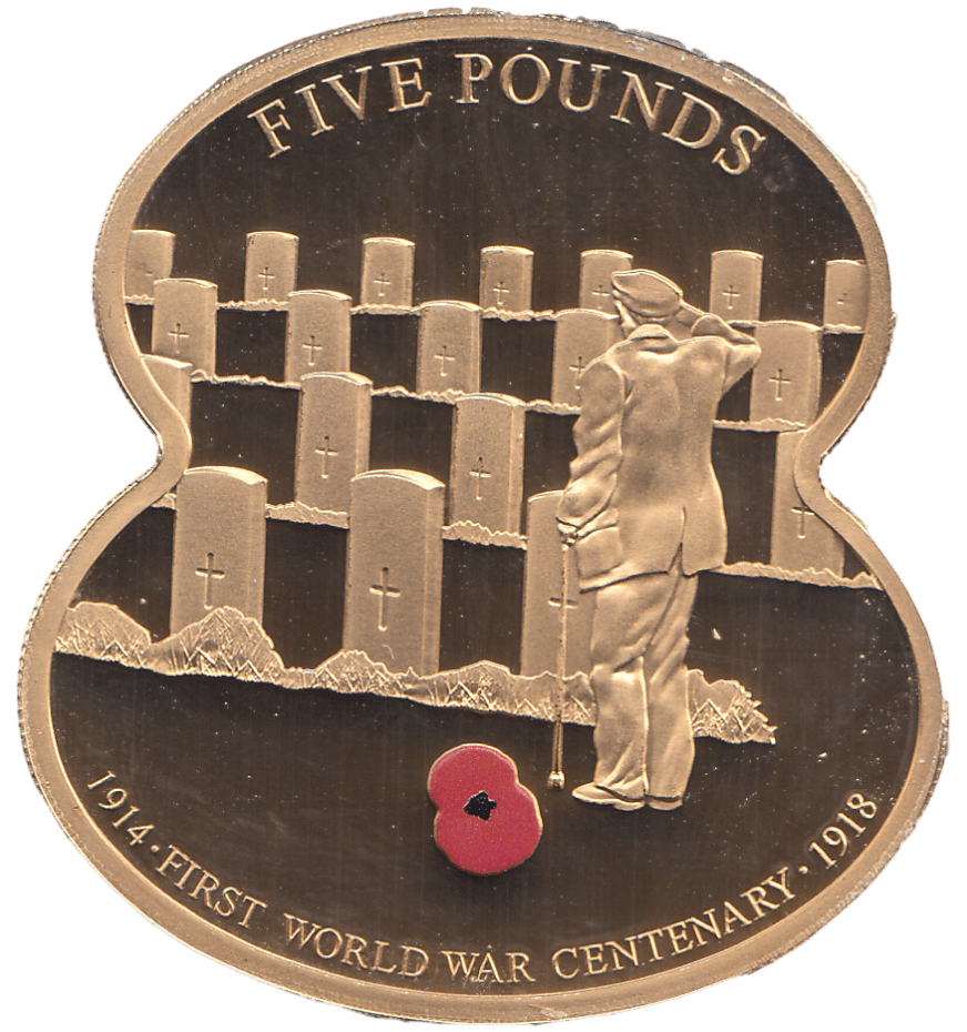 2014 FIVE POUNDS WW1 REMEMBRANCE BAILIWICK OF GUERNSEY ( PROOF ) - WORLD COINS - Cambridgeshire Coins