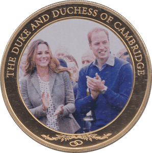 2014 GOLD PLATED ONE DOLLAR THE DUKE AND DUCHESS OF CAMBRIDGE - WORLD COINS - Cambridgeshire Coins