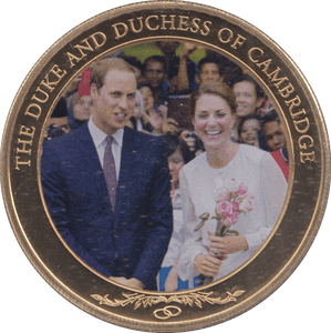 2014 GOLD PLATED ONE DOLLAR THE DUKE AND DUCHESS OF CAMBRIDGE - WORLD COINS - Cambridgeshire Coins