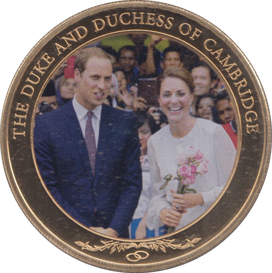 2014 GOLD PLATED ONE DOLLAR THE DUKE AND DUCHESS OF CAMBRIDGE - WORLD COINS - Cambridgeshire Coins
