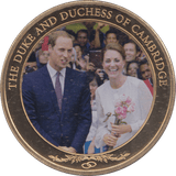 2014 GOLD PLATED ONE DOLLAR THE DUKE AND DUCHESS OF CAMBRIDGE - WORLD COINS - Cambridgeshire Coins