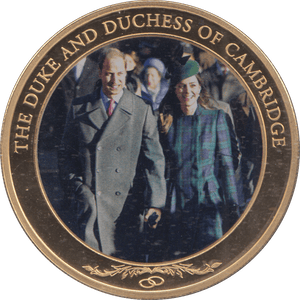 2014 GOLD PLATED ONE DOLLAR THE DUKE AND DUCHESS OF CAMBRIDGE - WORLD COINS - Cambridgeshire Coins