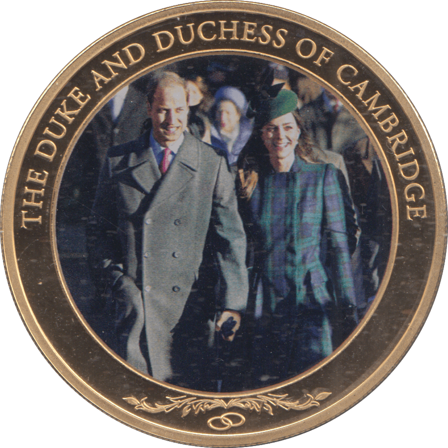 2014 GOLD PLATED ONE DOLLAR THE DUKE AND DUCHESS OF CAMBRIDGE - WORLD COINS - Cambridgeshire Coins