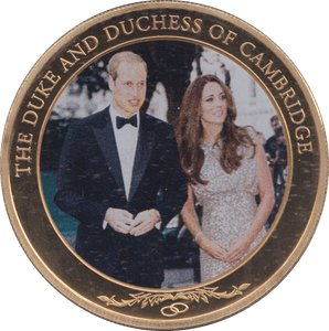 2014 GOLD PLATED ONE DOLLAR THE DUKE AND DUCHESS OF CAMBRIDGE - WORLD COINS - Cambridgeshire Coins