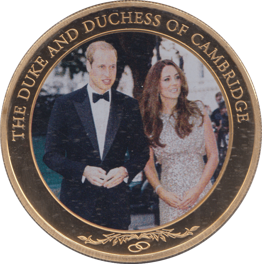 2014 GOLD PLATED ONE DOLLAR THE DUKE AND DUCHESS OF CAMBRIDGE - WORLD COINS - Cambridgeshire Coins
