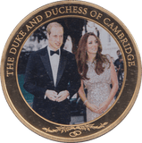 2014 GOLD PLATED ONE DOLLAR THE DUKE AND DUCHESS OF CAMBRIDGE - WORLD COINS - Cambridgeshire Coins