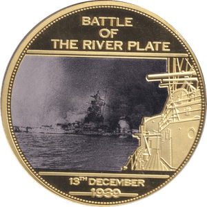 2014 MEDALLION WWII 75TH ANNIVERSARY - BATTLE OF THE RIVER PLATE - WORLD COINS - Cambridgeshire Coins