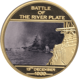 2014 MEDALLION WWII 75TH ANNIVERSARY - BATTLE OF THE RIVER PLATE - WORLD COINS - Cambridgeshire Coins