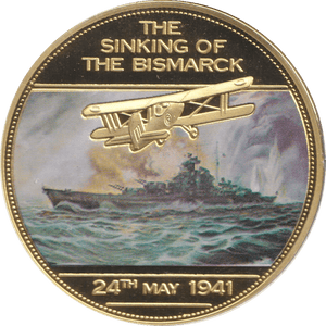 2014 MEDALLION WWII 75TH ANNIVERSARY - THE SINKING OF THE BISMARCK - WORLD COINS - Cambridgeshire Coins